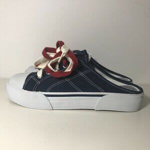 Vintage Y2K 1990s City Sneaks Blue Denim Slide-On Platform Sneakers Mules 9.5